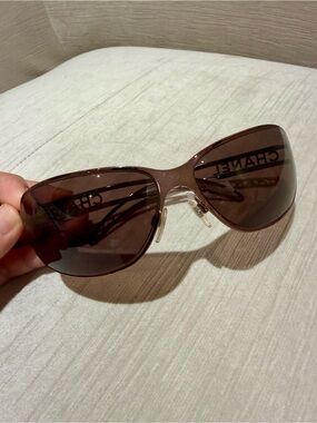 Genuine CHANEL Brown Wrap Sunglasses AS IS